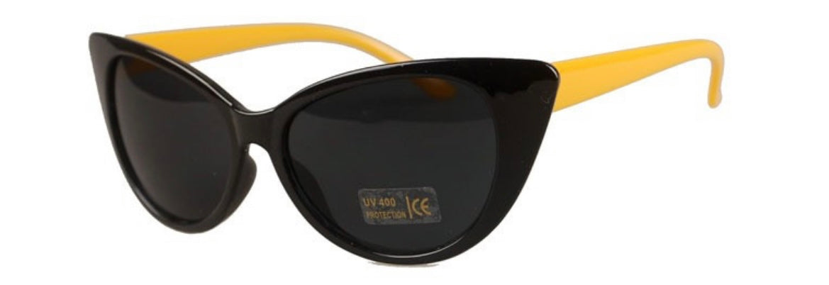 Svarta/gula cateyes solglasögon