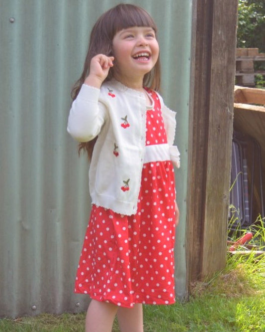 RockMama-Tuva Off-White Cherry Cardigan