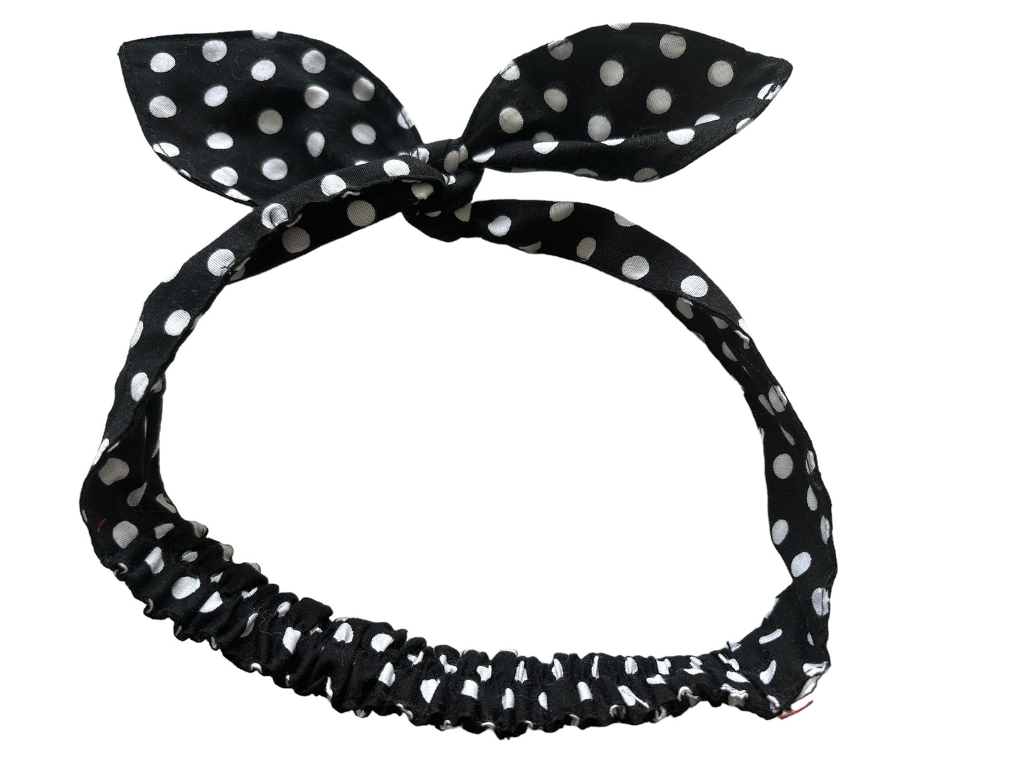 RockMama-Svart hårband med vita prickar
