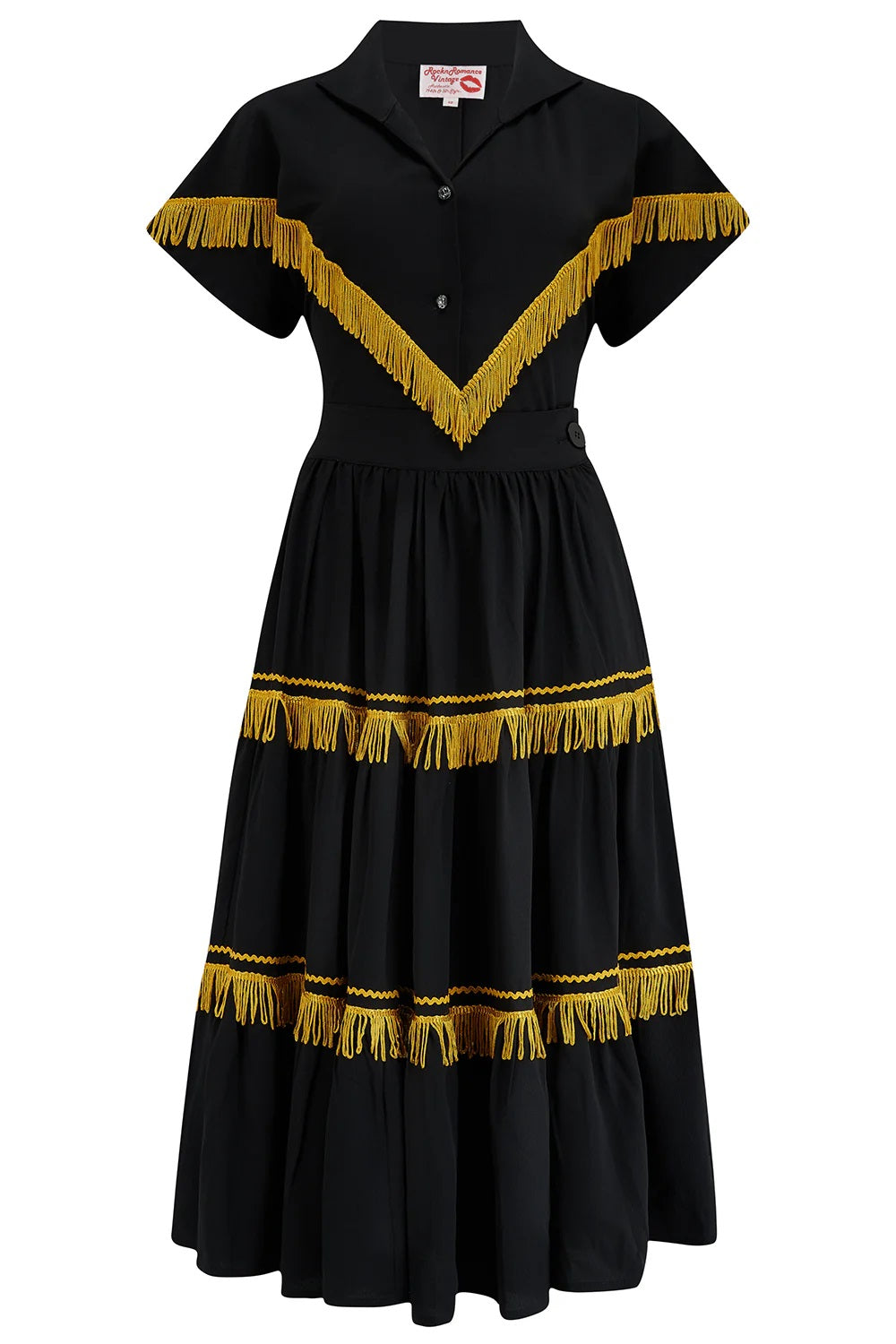 Rock N Romance - Nevada Black Patio Blouse with Gold Tassels