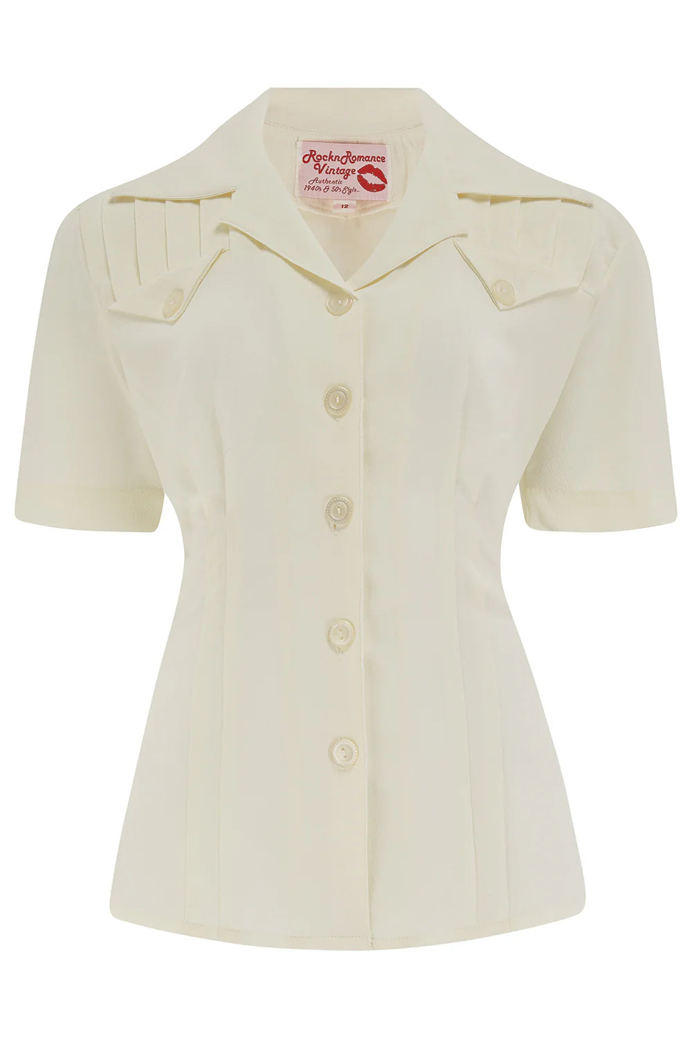 Rock N Romance - Polly Antique White Short Sleeve Blouse