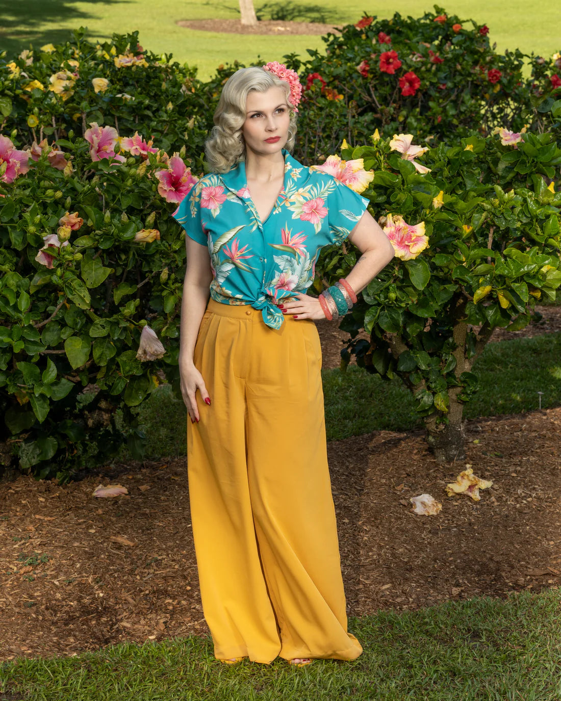 Rock N Romance - Maria Teal Honolulu Blouse