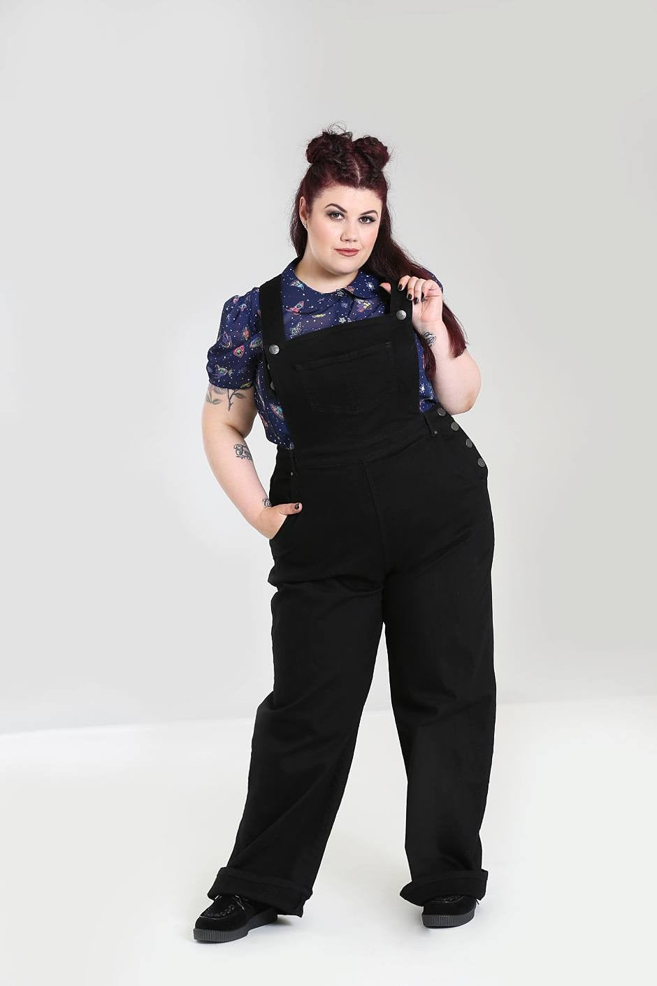 Hell Bunny - Elly May Black Denim Dungarees
