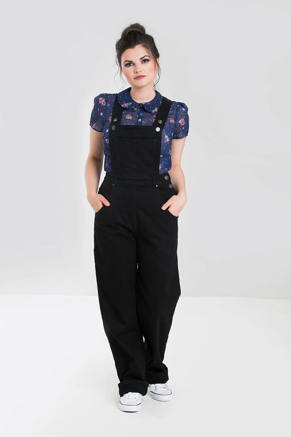 Hell Bunny - Elly May Black Denim Dungarees
