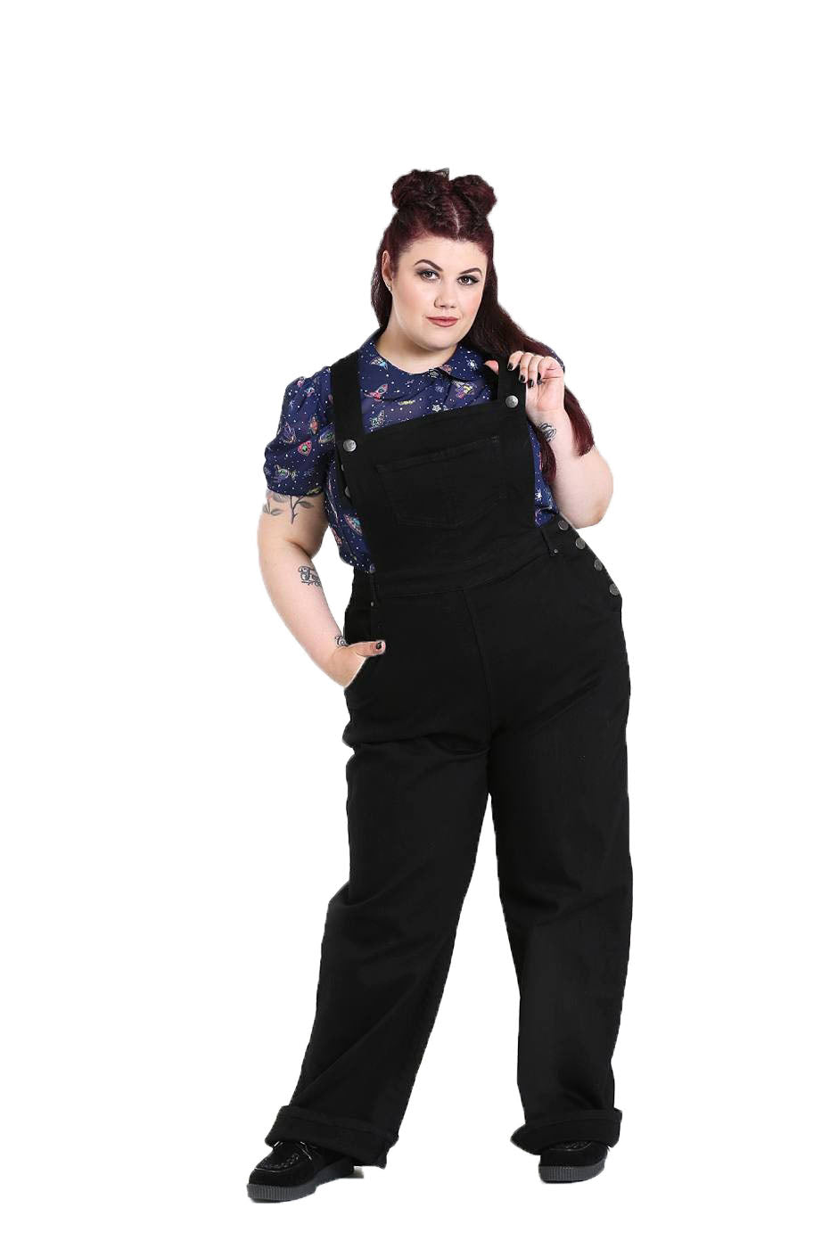 Hell Bunny - Elly May Black Denim Dungarees