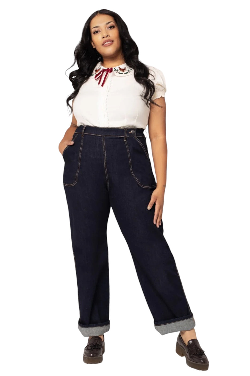 Hell Bunny - Weston Navy Denim Trousers