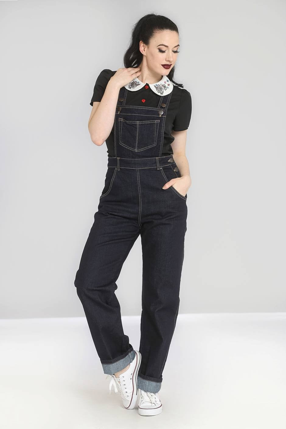 Hell Bunny - Elly May Navy Denim Dungarees