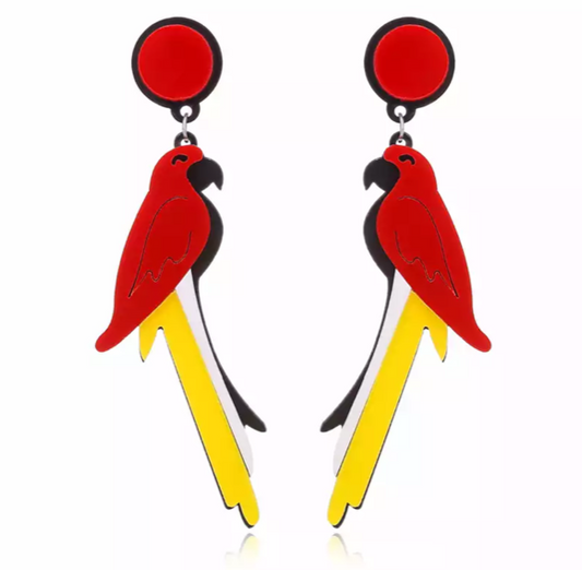 Örhängen hängande röda papegojor