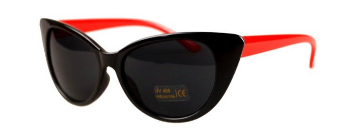 Svarta/röda cateyes solglasögon