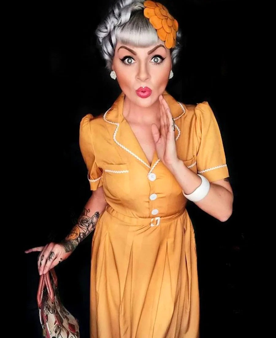 Rock N Romance - Kitty Mustard Dress