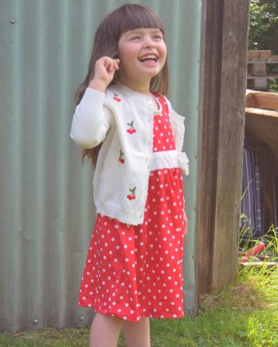 RockMama-Tuva Off-White Cherry Cardigan