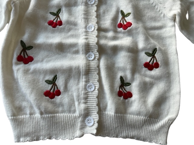 RockMama-Tuva Off-White Cherry Cardigan