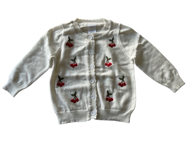 RockMama-Tuva Off-White Cherry Cardigan