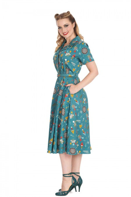 Banned Apparel - Teal Keep Em Flying Dress