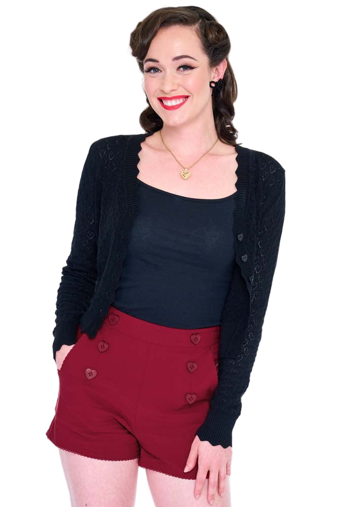 Voodoo Vixen - Red Heart Button Shorts