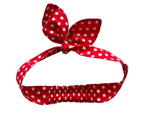 RockMama-Rött hårband med vita prickar