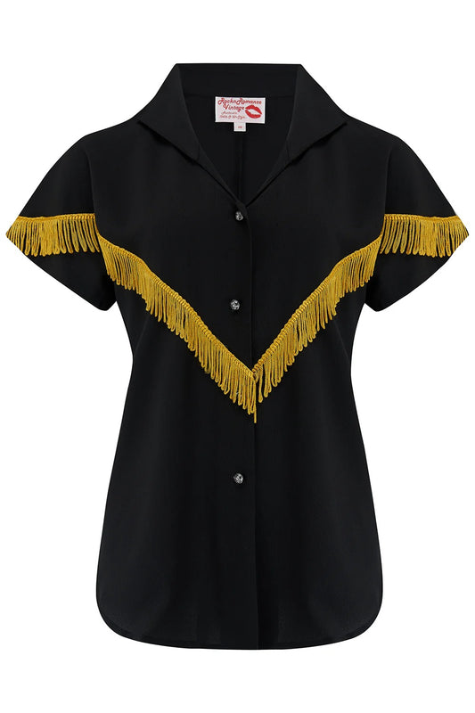 Rock N Romance - Nevada Black Patio Blouse with Gold Tassels