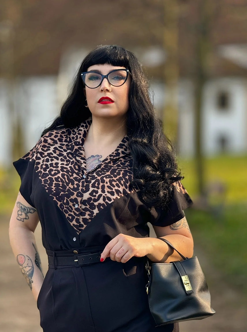 Rock N Romance - Maisy Black &amp; Leopard Blouse