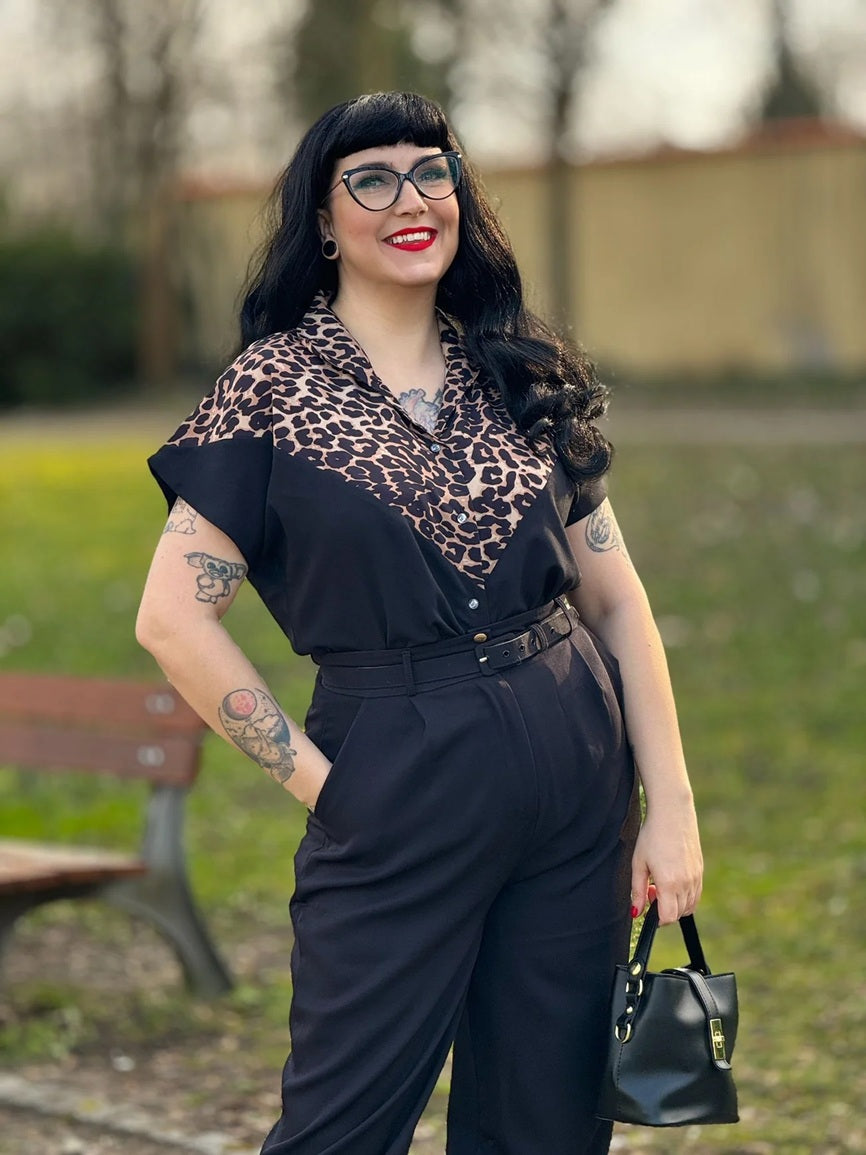Rock N Romance - Maisy Black &amp; Leopard Blouse