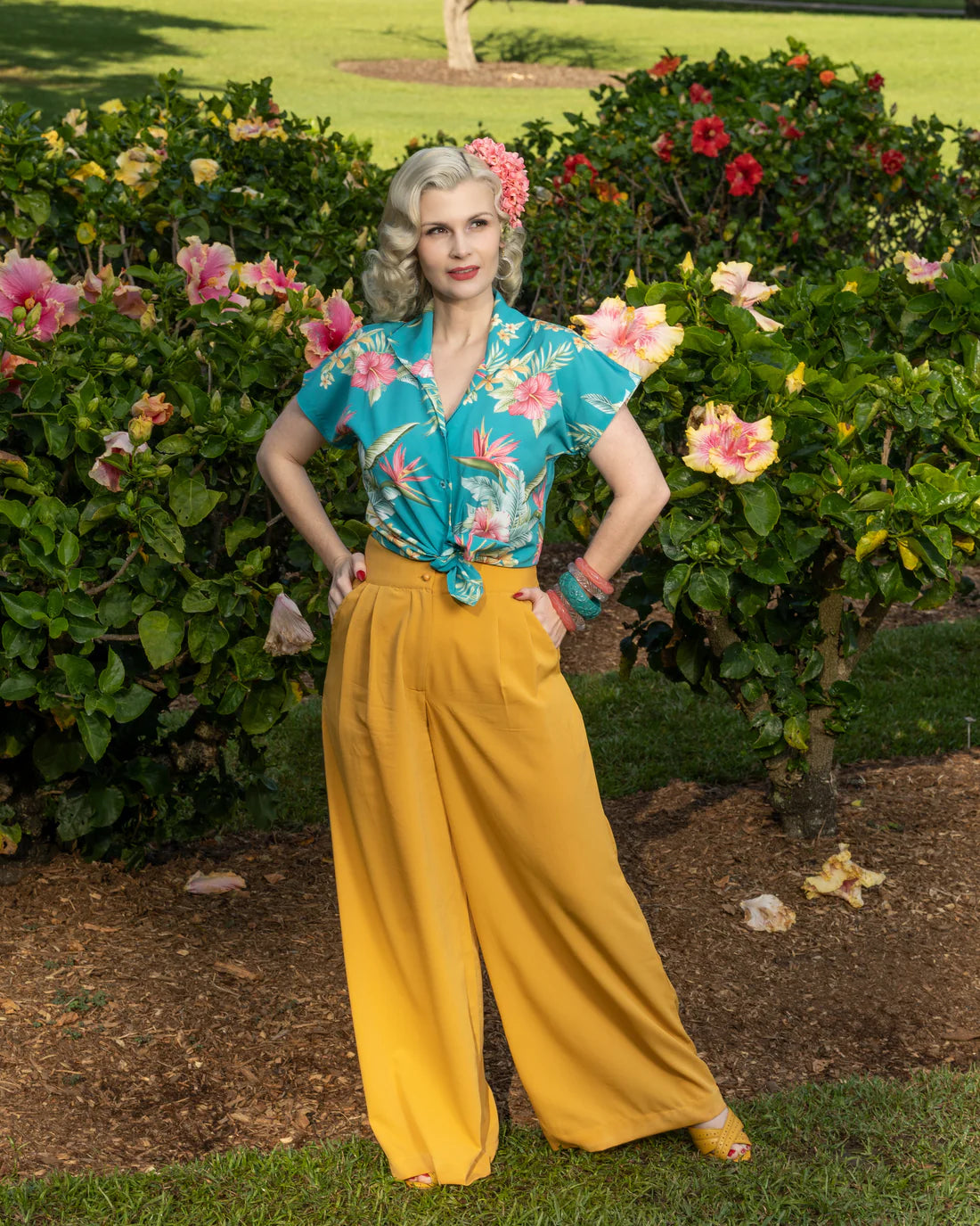 Rock N Romance - Maria Teal Honolulu Blouse