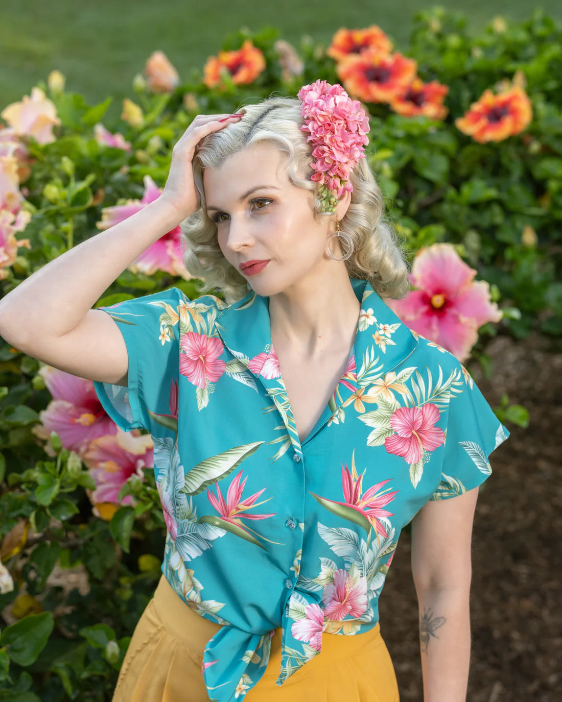 Rock N Romance - Maria Teal Honolulu Blouse