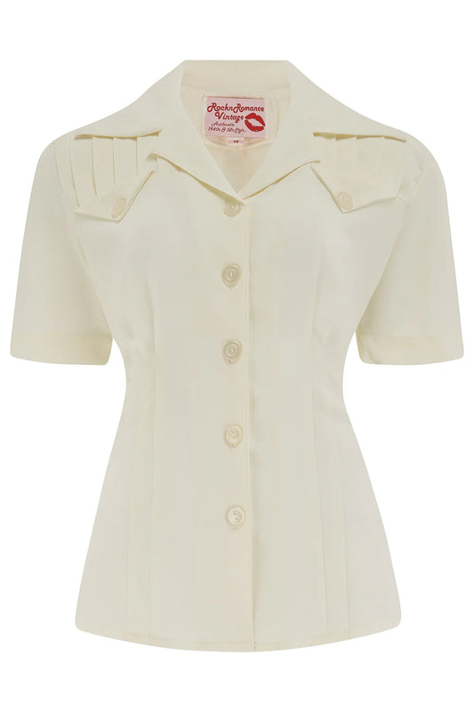 Rock N Romance - Polly Antique White Short Sleeve Blouse