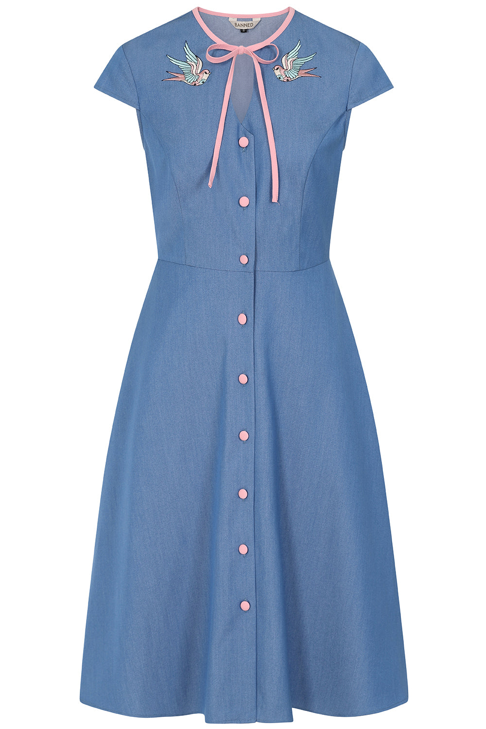 Banned Apparel - Denim Millie Swallows Dress