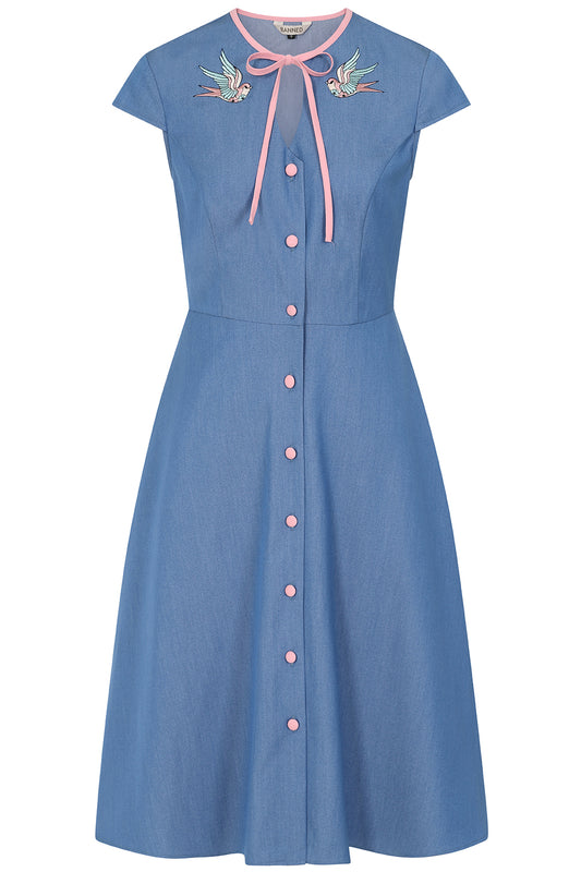 Banned Apparel - Denim Millie Swallows Dress