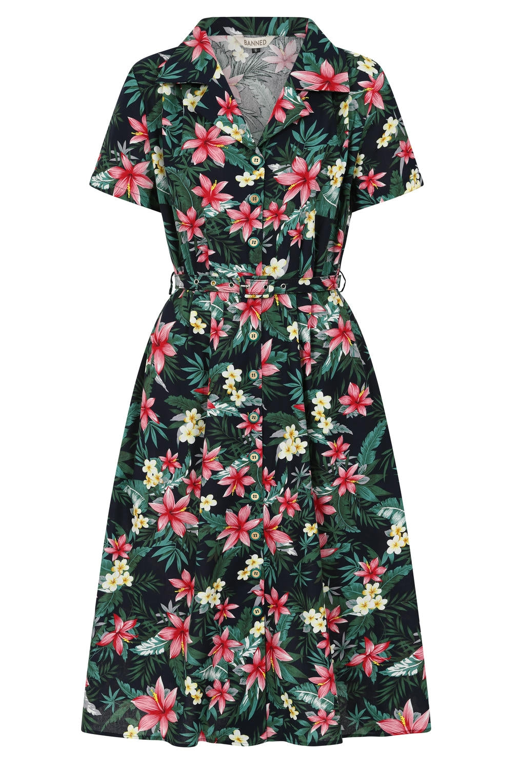 Banned Apparel - Navy Kate Tropical Dress
